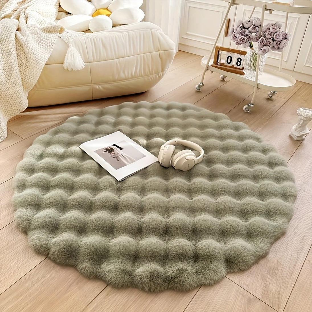 Round Bubble Rug in Green