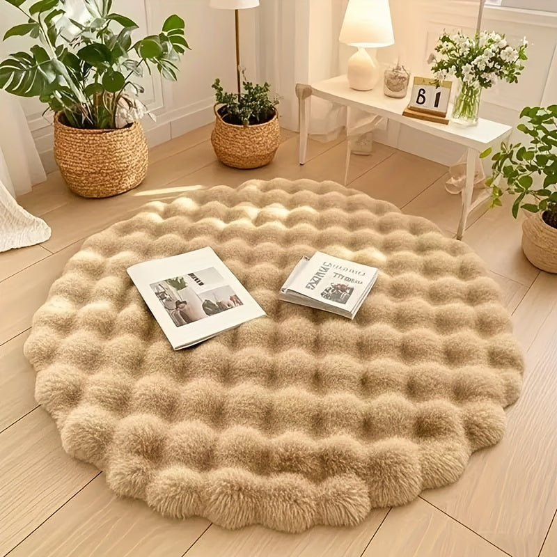 Round Bubble Rug in Khaki