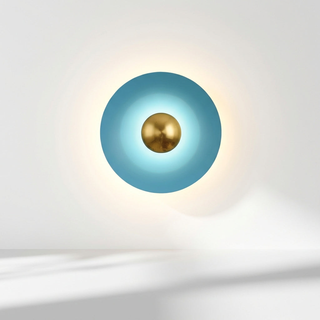 Round Halo LED Wall Light in Blue