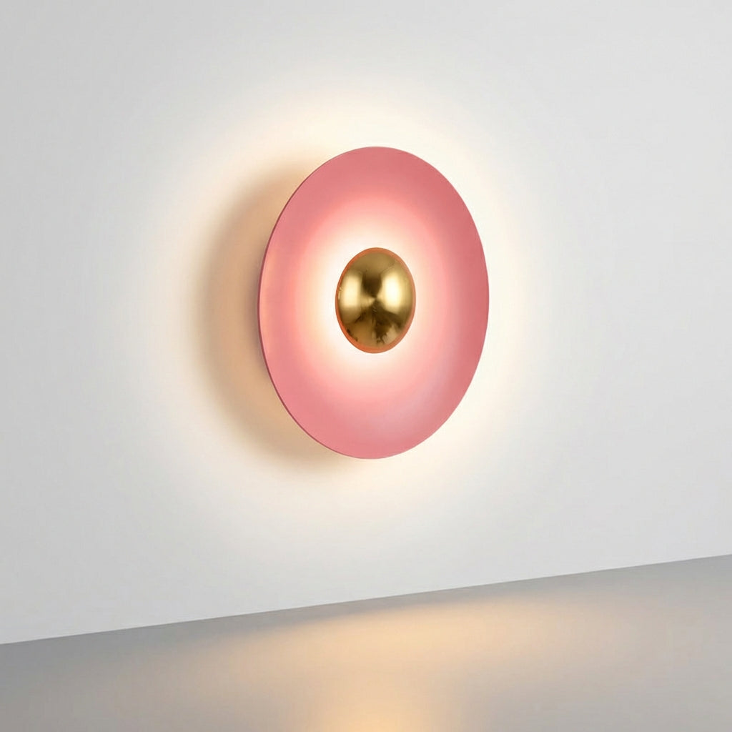Round Halo LED Wall Light in Pink