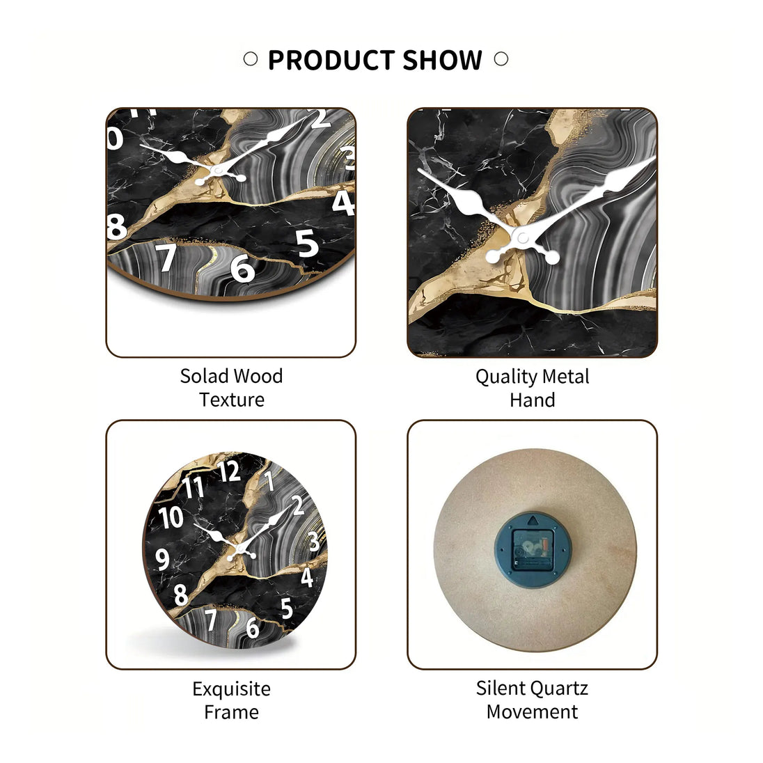 Marble-Effect Wall Clock – in a room setting