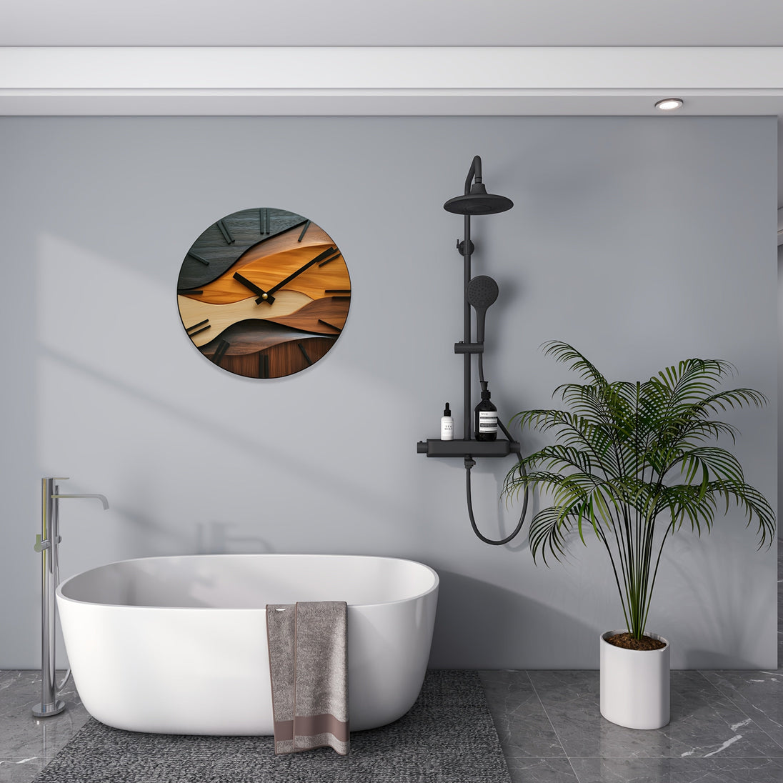 Round Wood-Effect Wall Clock – detail view