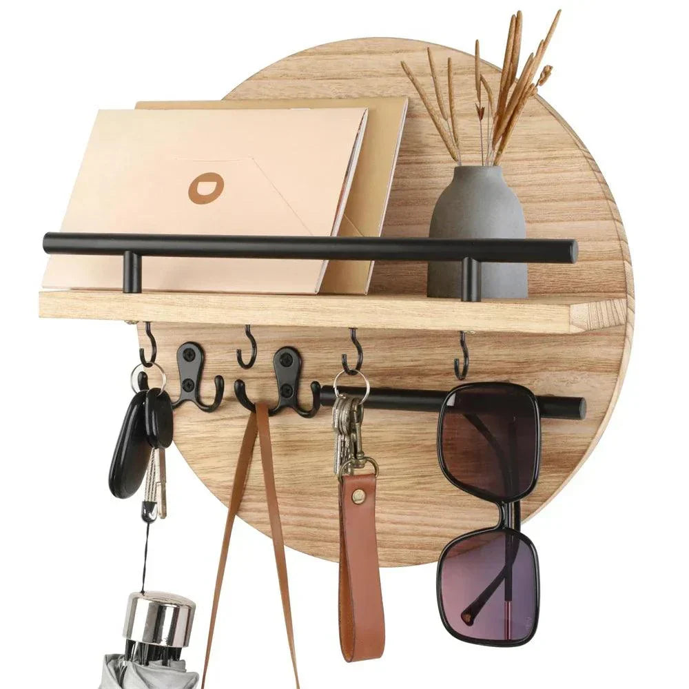 Round Wall Key Holder in Beige/Black