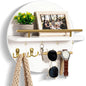 Round Wall Key Holder in White/Gold