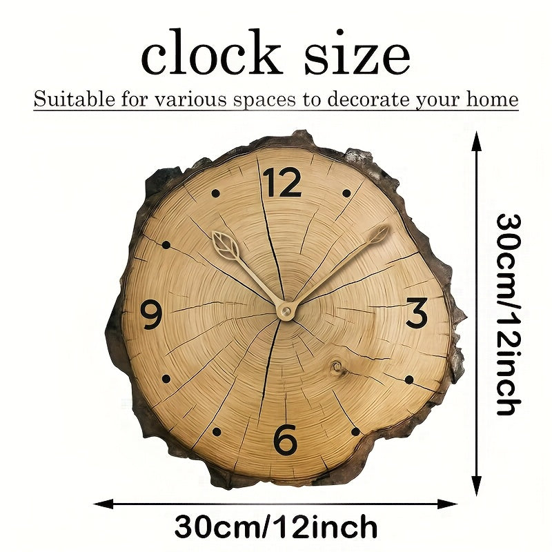 Rustic Log Slice Wall Clock – in a room setting