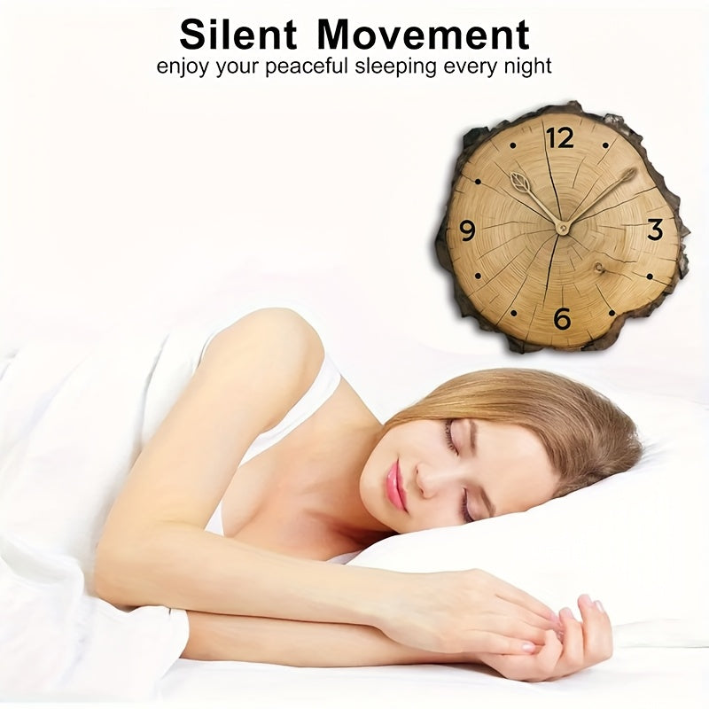 Rustic Log Slice Wall Clock – styled view