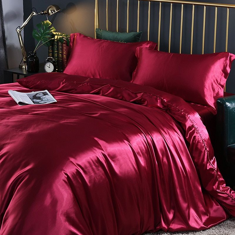 Satin Bedding Set in red