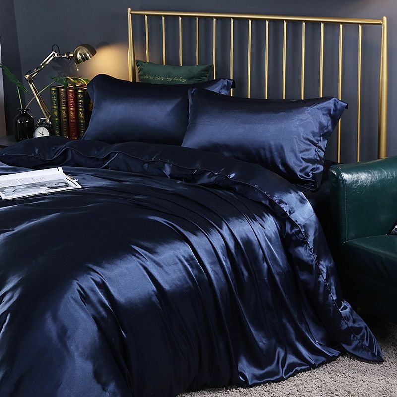 Satin Bedding Set in royal blue