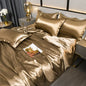 Satin Duvet Cover Set in Dark Gold