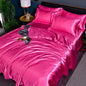 Satin Duvet Cover Set in Dark Pink