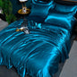 Satin Duvet Cover Set in Green / Blue