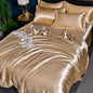 Satin Duvet Cover Set in Light Gold