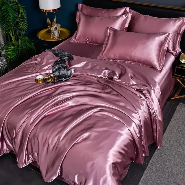 Satin Duvet Cover Set in Satin Pink