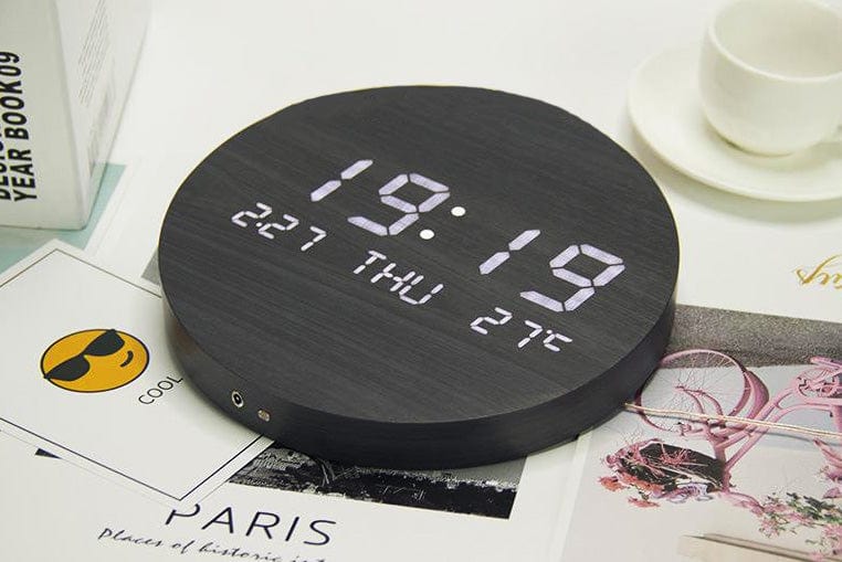 Scandinavian Digital Wall Clock in Black