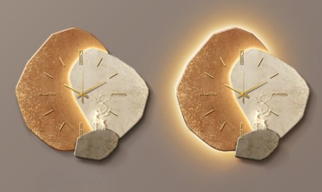 Scandinavian Metal and Wood Wall Clock