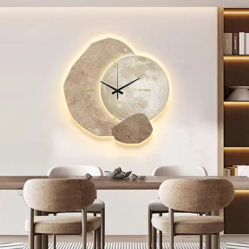 Scandinavian Metal and Wood Wall Clock in White