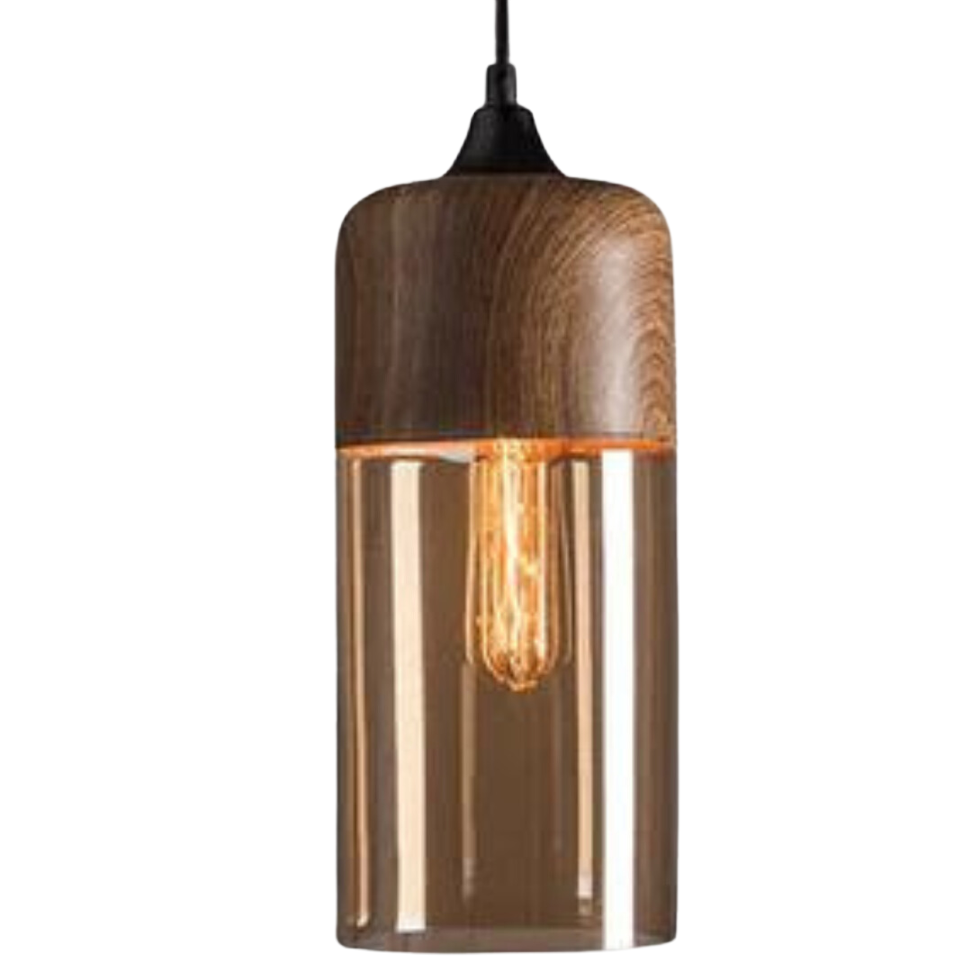 Scandinavian Wood and Glass Pendant Light – Type B