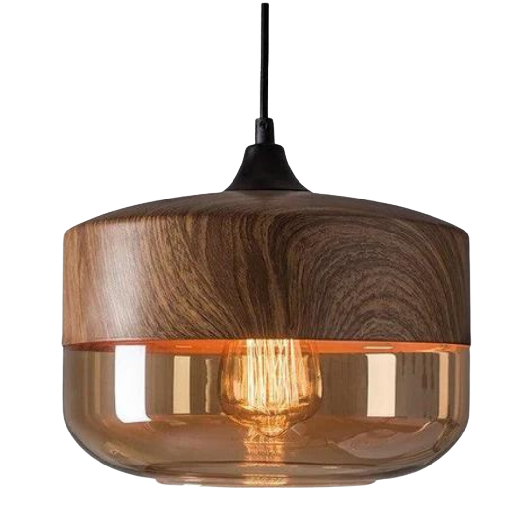 Scandinavian Wood and Glass Pendant Light – Type D