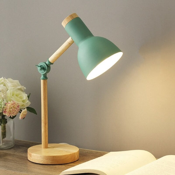 Wood and Metal LED Desk Lamp in Green