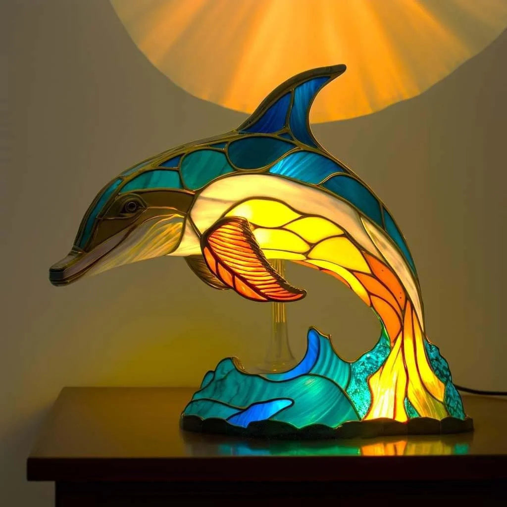Sculptural Animal Table Lamp, dolphin design