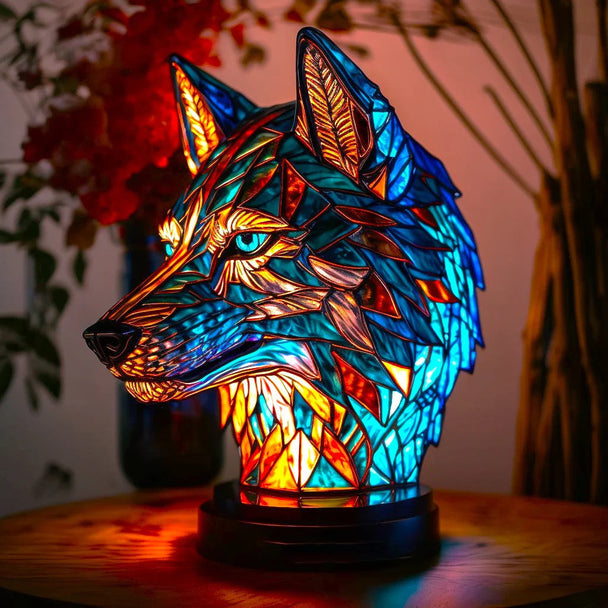 Sculptural Animal Table Lamp, wolf design
