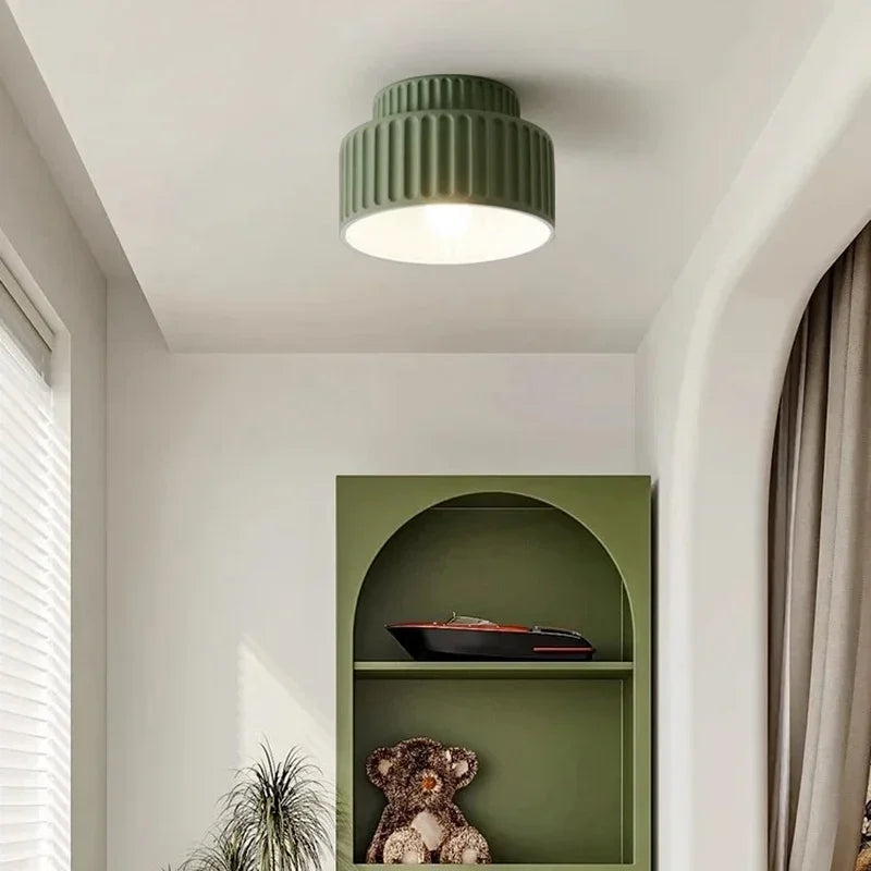 Ribbed Resin Ceiling Light in Green