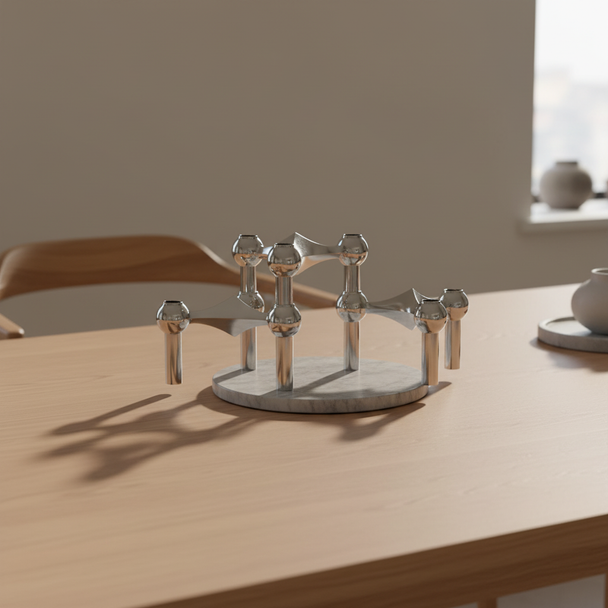 Sculptural Stainless Steel Candle Holder