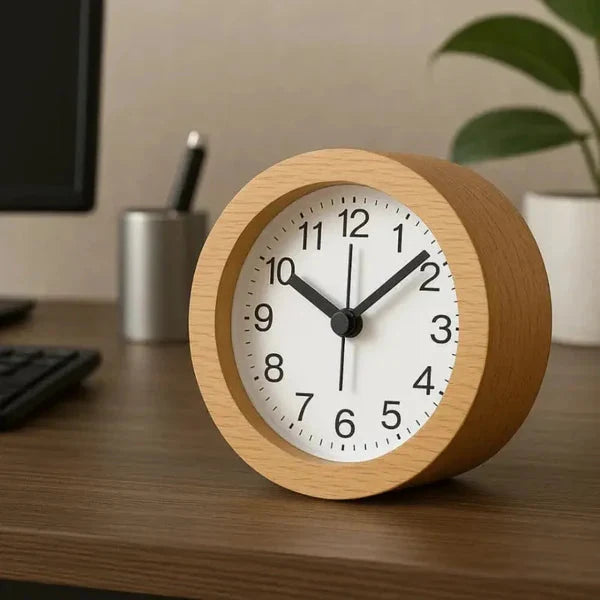 Silent Beech Wood Alarm Clock with Night Light