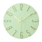 Round Wall Clock with Gold Numerals in Mint Green