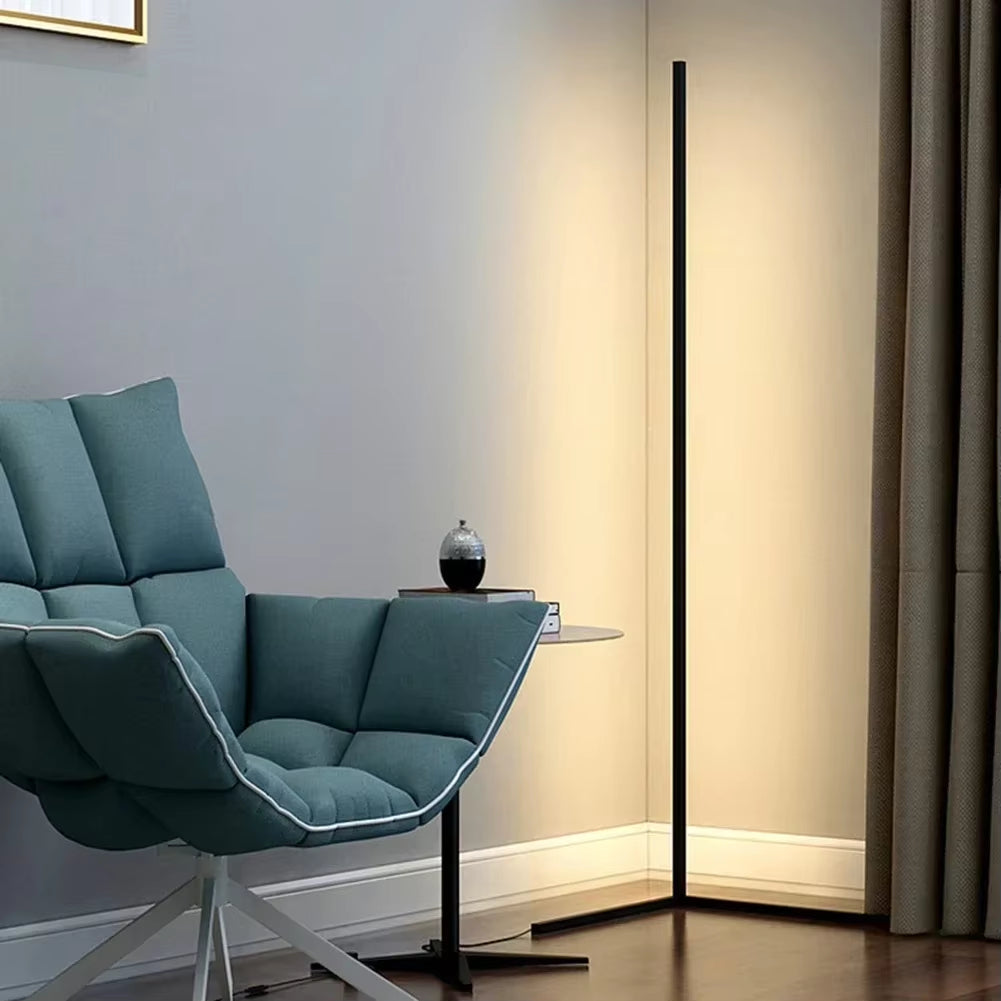Slim LED Corner Floor Lamp with Remote Control