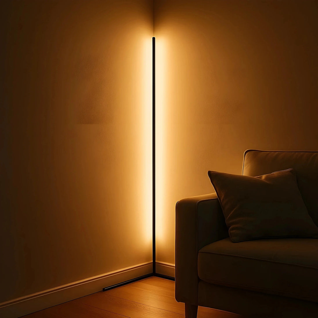 Slim LED Corner Floor Lamp with Remote Control