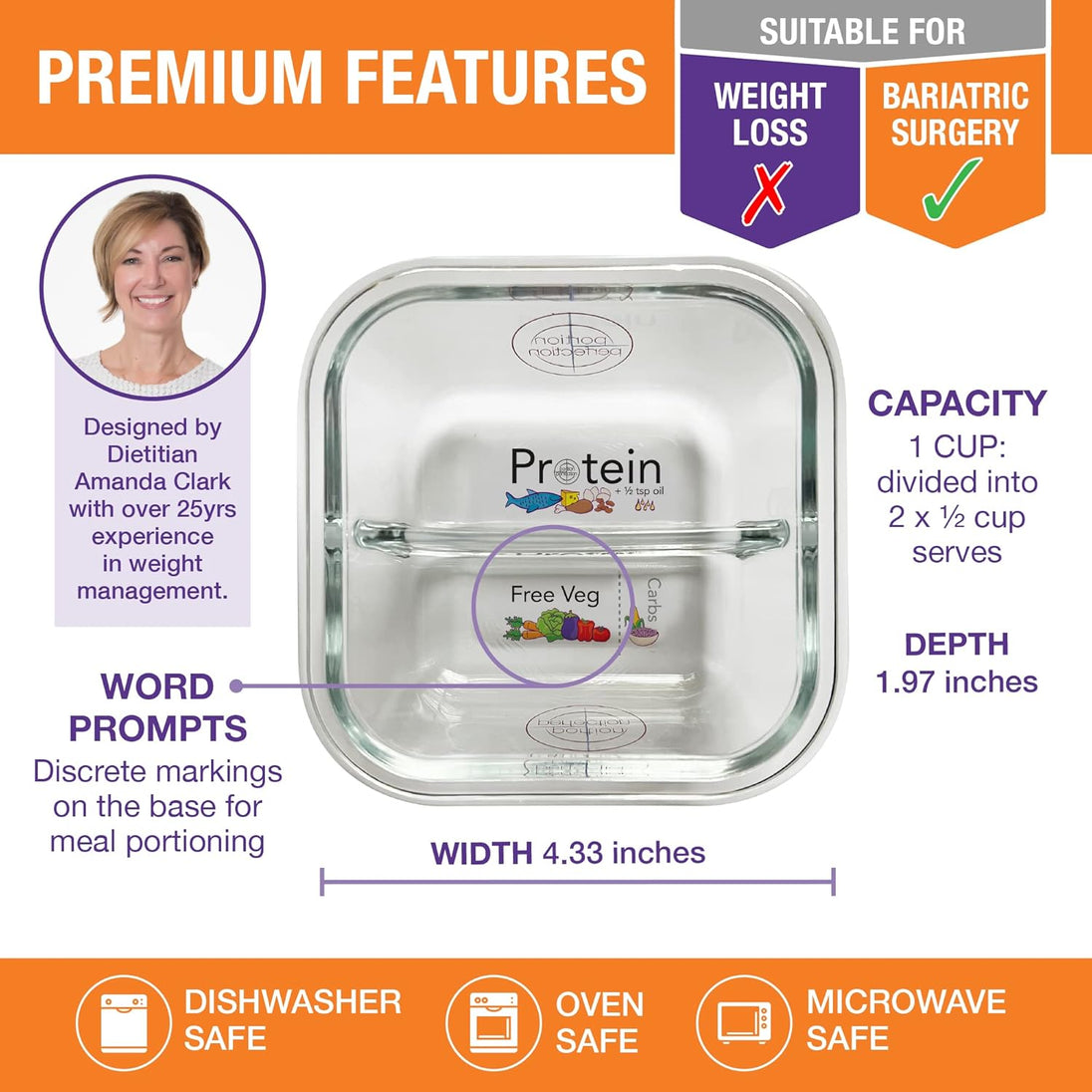 Small Glass Meal Prep Containers, 3-Pack