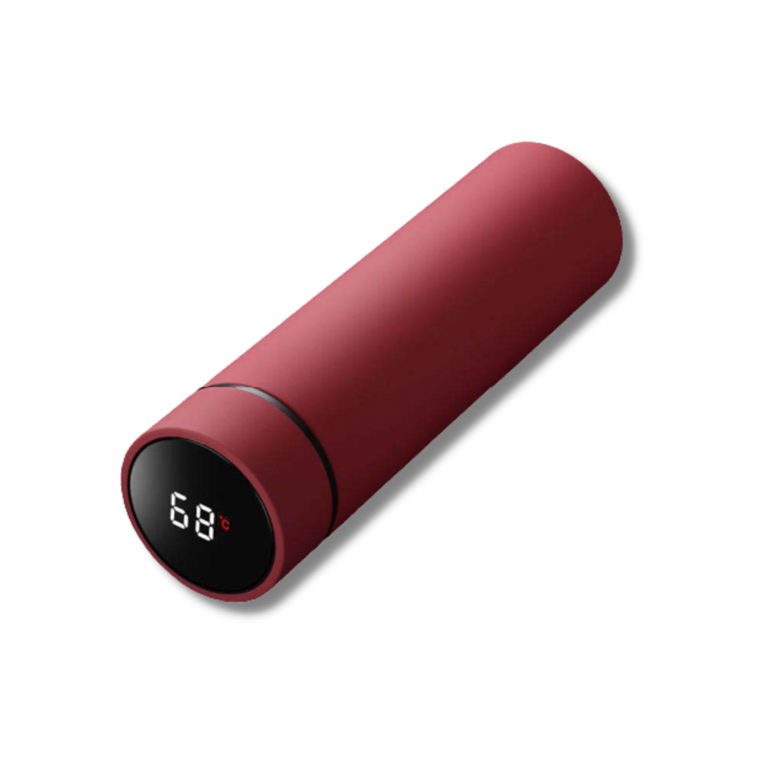 Smart Insulated Bottle with Temperature Display in Red
