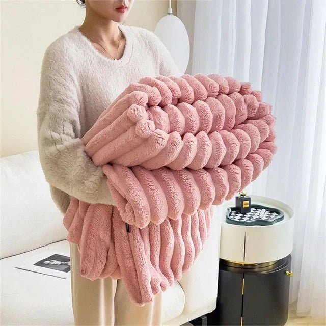 Soft Plush Throw Blanket in Pink