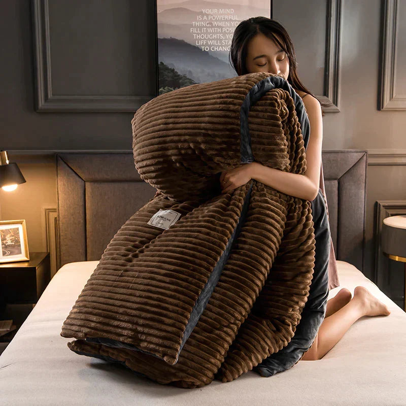 Soft Velvet Fleece Duvet Cover in Brown