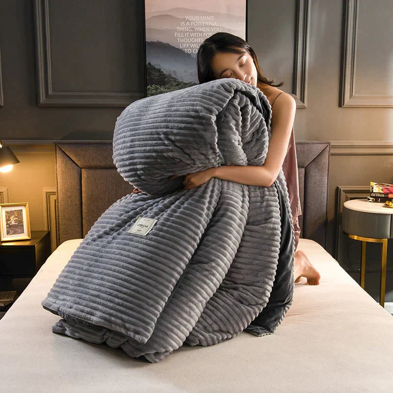 Soft Velvet Fleece Duvet Cover in Grey