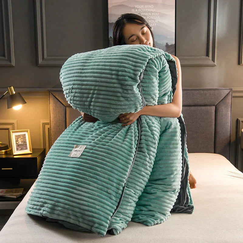 Soft Velvet Fleece Duvet Cover in Light Blue