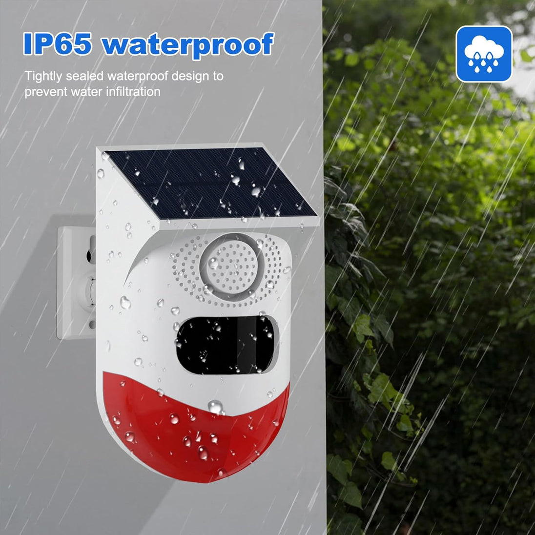 Solar Motion Sensor Alarm with Siren and Strobe