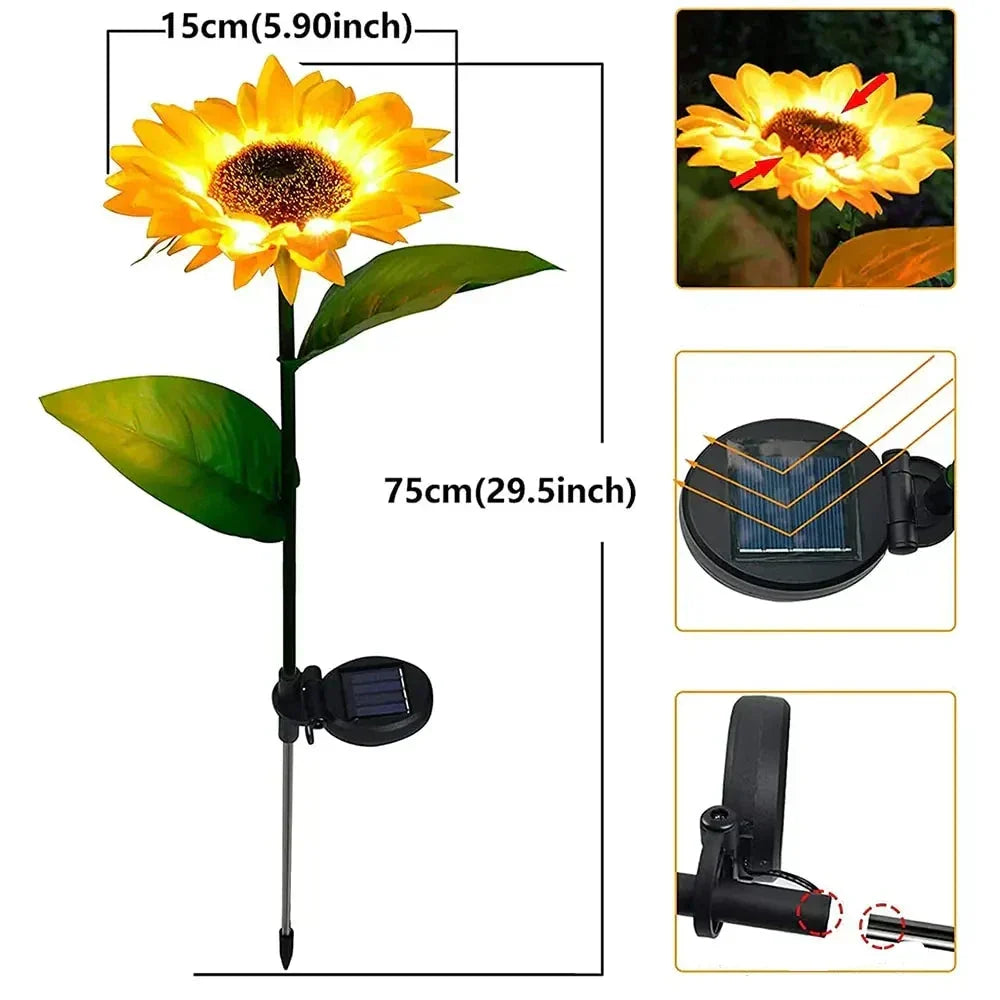 Solar Sunflower Garden Light