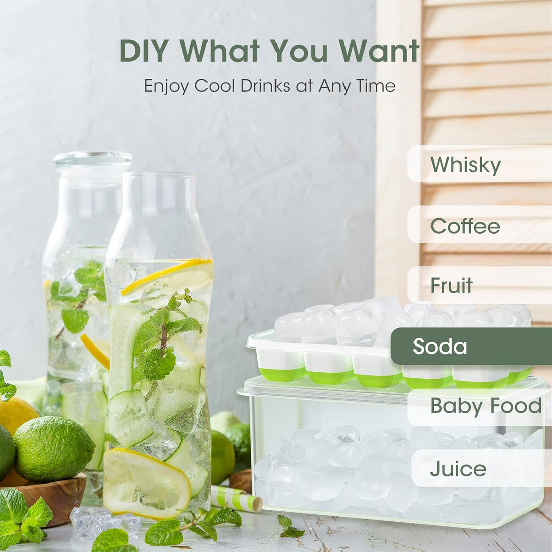 Stackable Silicone Ice Cube Trays with Storage Box