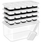 Stackable Silicone Ice Cube Trays with Storage Box in Black / White