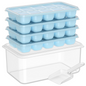 Stackable Silicone Ice Cube Trays with Storage Box in Blue