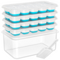 Stackable Silicone Ice Cube Trays with Storage Box in White / Blue