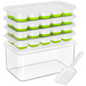 Stackable Silicone Ice Cube Trays with Storage Box in White / Green