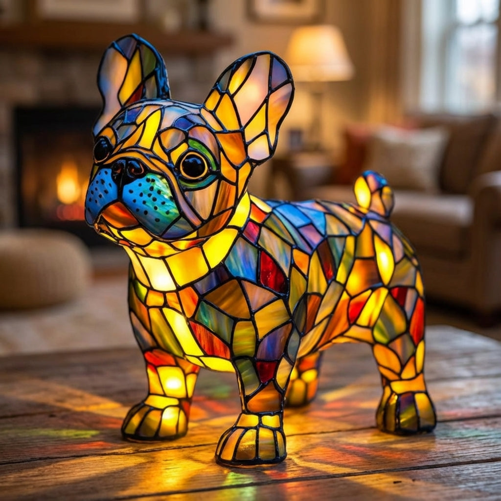 Stained Glass Dog Accent Lamp