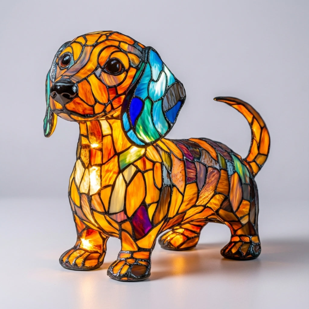 Stained Glass Dog Accent Lamp – Dachshund