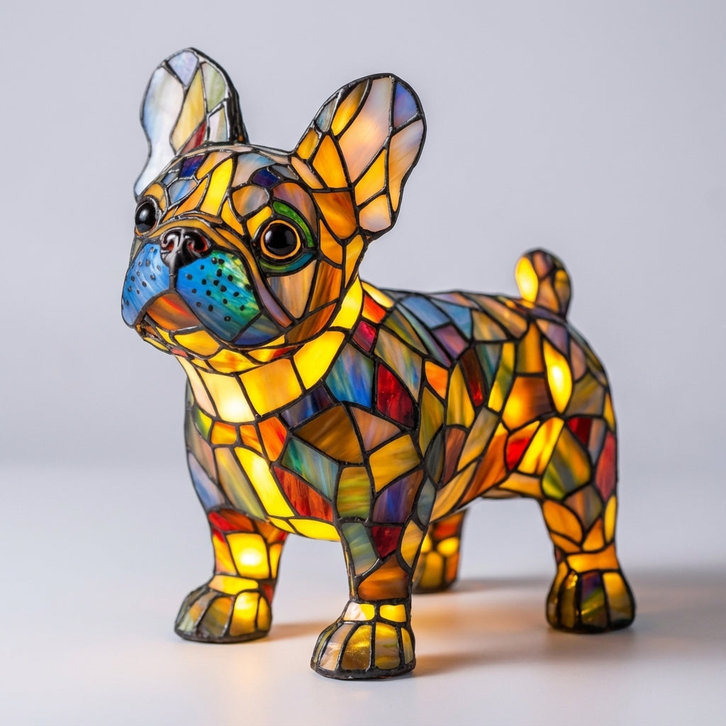 Stained Glass Dog Accent Lamp – French Bulldog
