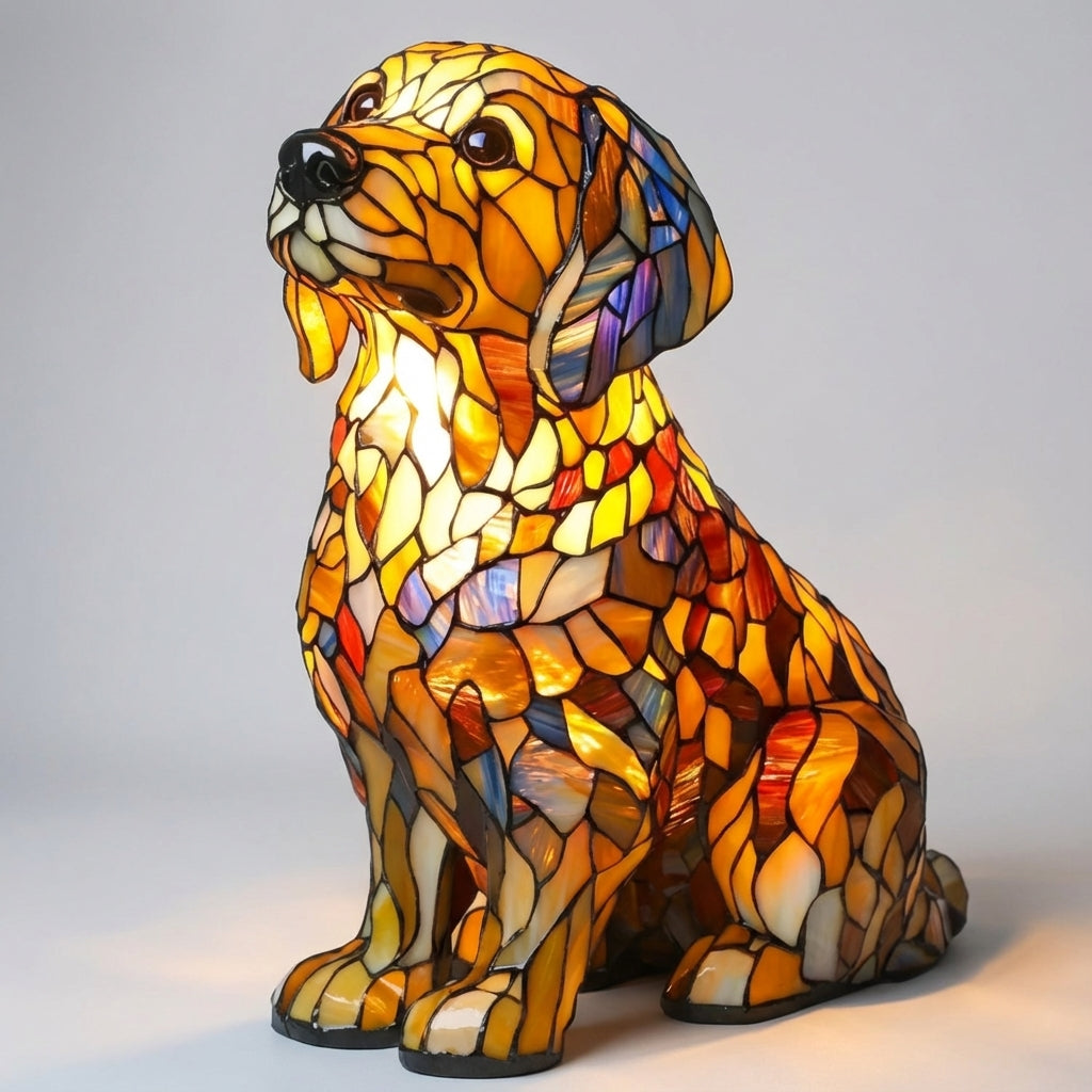 Stained Glass Dog Accent Lamp – Golden Retriever