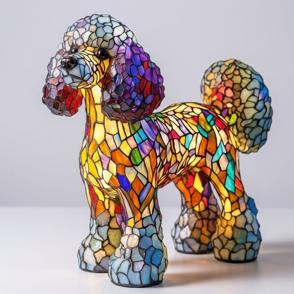 Stained Glass Dog Accent Lamp – Poodle