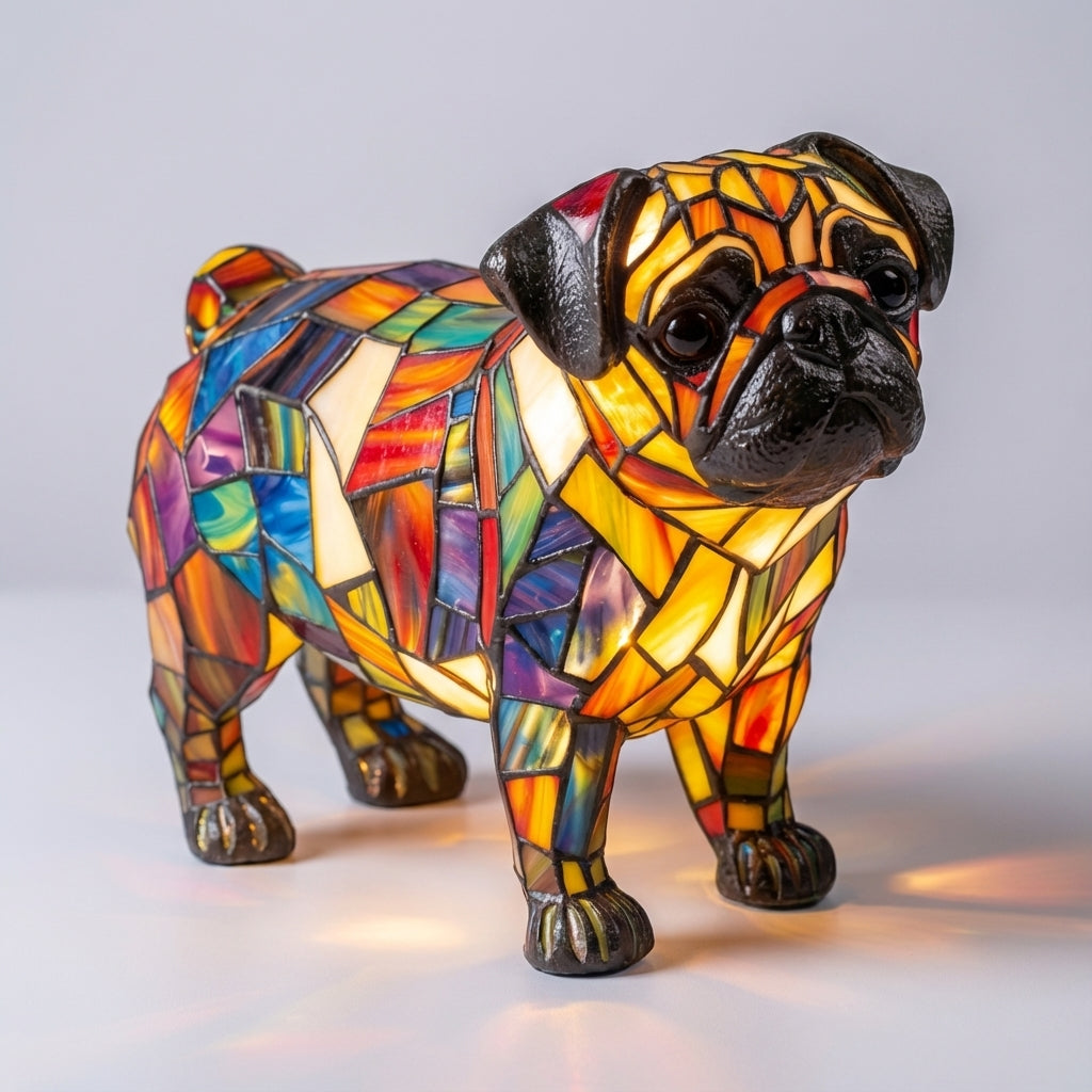 Stained Glass Dog Accent Lamp – Pug